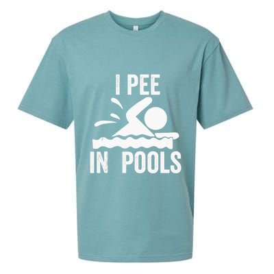 I Pee In Pools Swimming Swim Vacation I Pee In Pools Sueded Cloud Jersey T-Shirt
