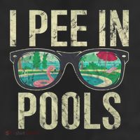 I Pee In Pools Summer Vacation Glasses Funny 7 Panel Mesh Trucker Snapback Hat