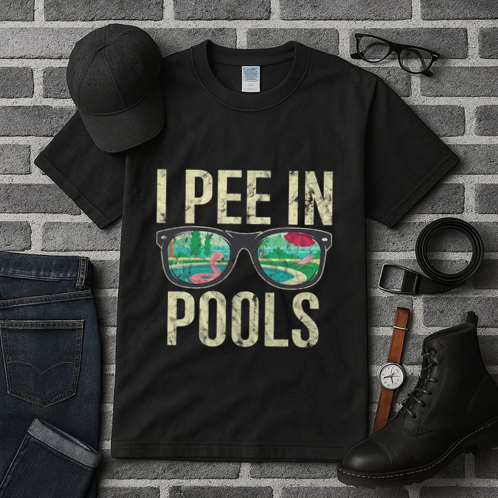 I Pee In Pools Summer Vacation Glasses Funny Tall T-Shirt