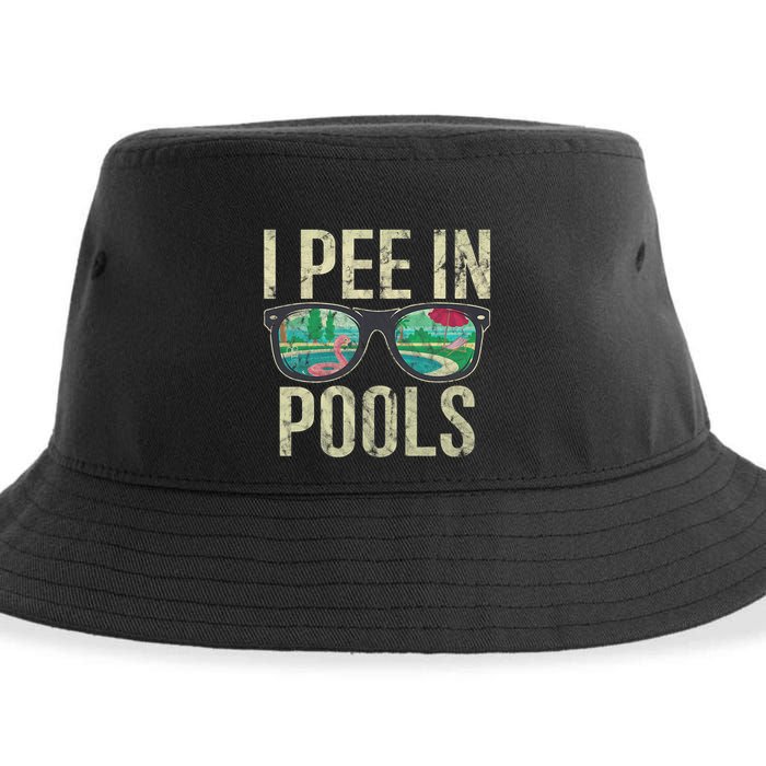 I Pee In Pools Summer Vacation Glasses Funny Sustainable Bucket Hat