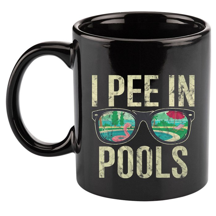 I Pee In Pools Summer Vacation Glasses Funny 11oz C Handle Ceramic Mug
