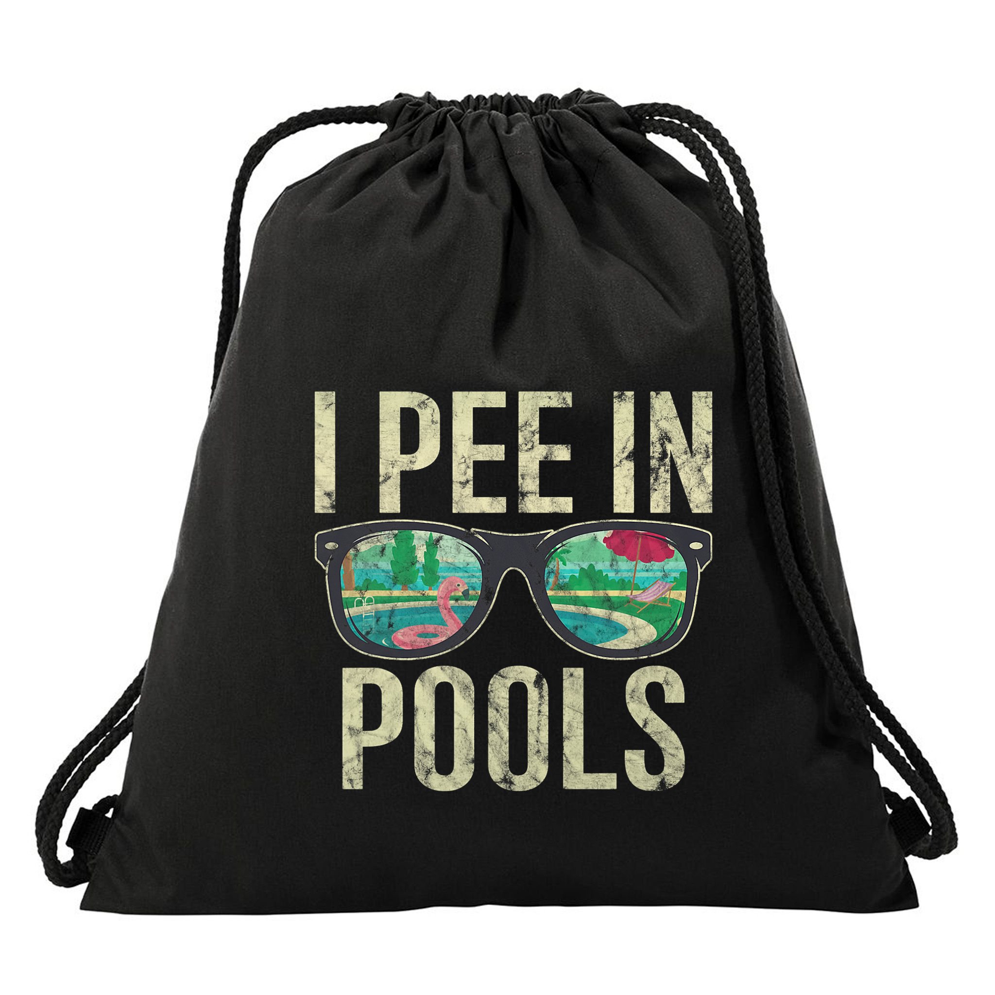 I Pee In Pools Summer Vacation Glasses Funny Drawstring Bag