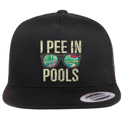 I Pee In Pools Summer Vacation Glasses Funny Flat Bill Trucker Hat