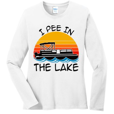 I pee in the lake vintage boating pontoon Ladies Long Sleeve Shirt