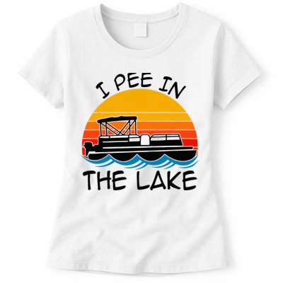 I pee in the lake vintage boating pontoon Womens T-Shirt
