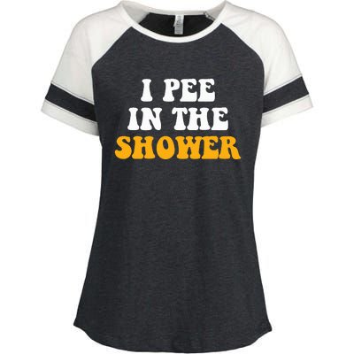 I Pee In The Shower Funny Humor Sarcastic Saying Joke Enza Ladies Jersey Colorblock Tee