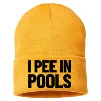 I Pee In Pools Funny Vacation Humor Swimming I Pee In Pools Sustainable Knit Beanie