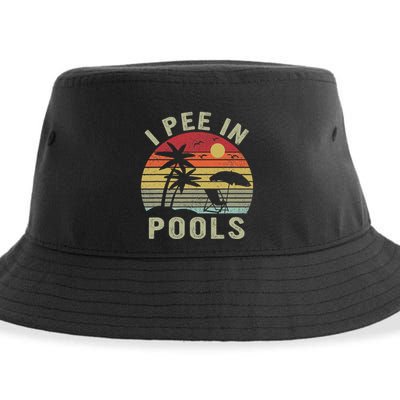 I Pee In Pools Sarcastic Sayings For Pools Lovers Retro Sustainable Bucket Hat