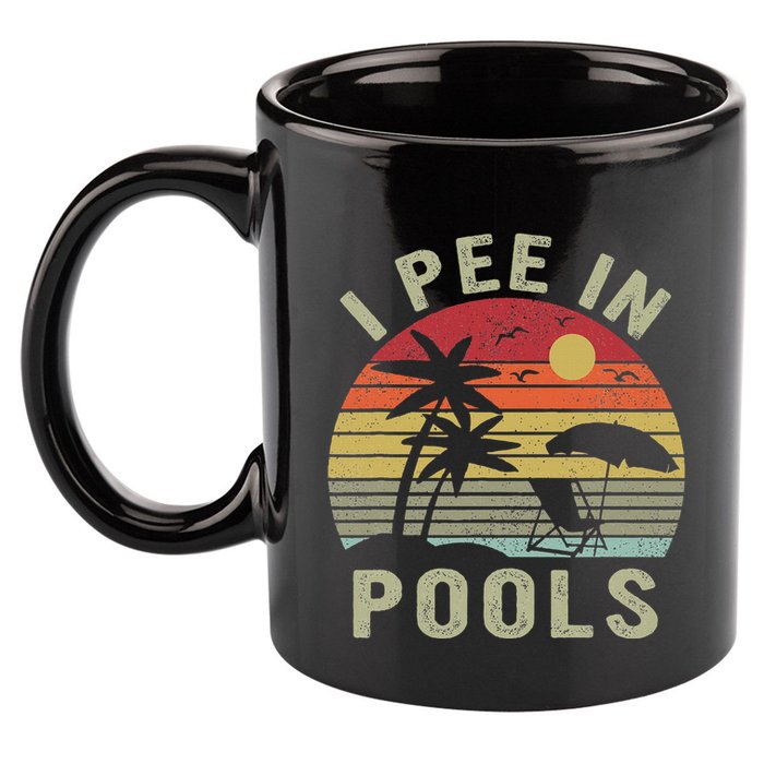 I Pee In Pools Sarcastic Sayings For Pools Lovers Retro 11oz C Handle Ceramic Mug