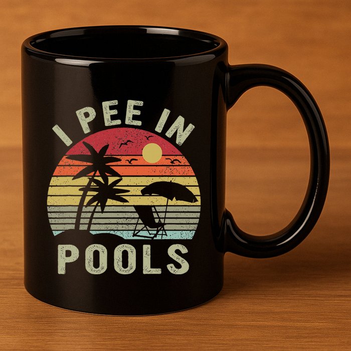 I Pee In Pools Sarcastic Sayings For Pools Lovers Retro 11oz C Handle Ceramic Mug