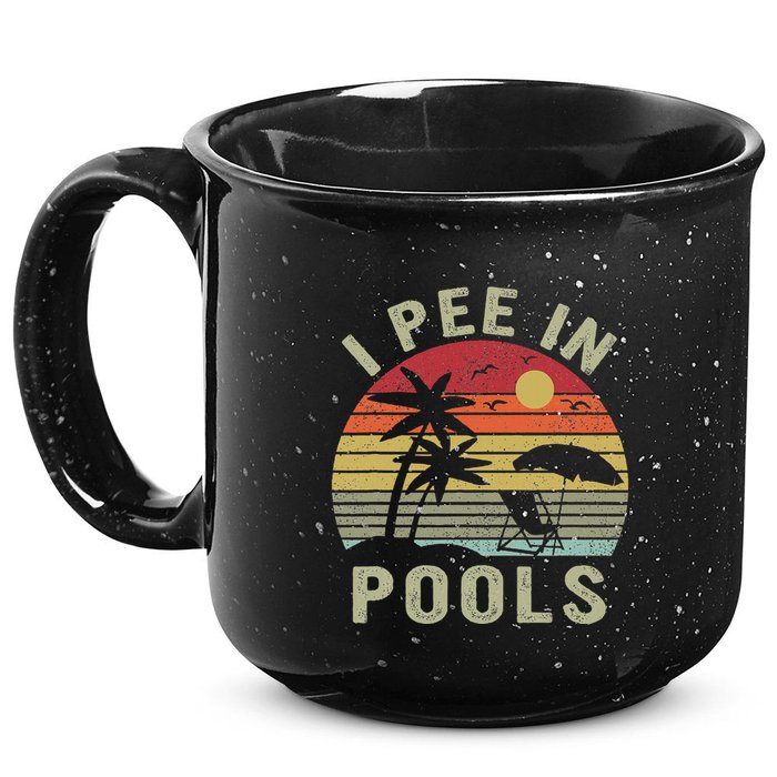 I Pee In Pools Sarcastic Sayings For Pools Lovers Retro 15oz Campfire Ceramic Mug