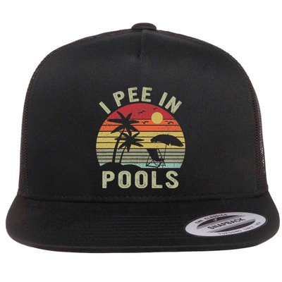 I Pee In Pools Sarcastic Sayings For Pools Lovers Retro Flatbill Hat