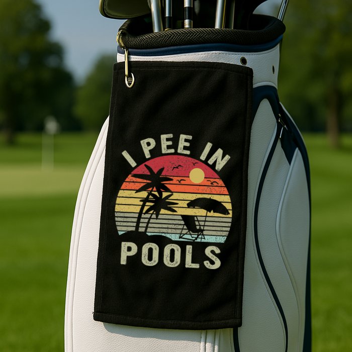 I Pee In Pools Sarcastic Sayings For Pools Lovers Retro Golf Towel