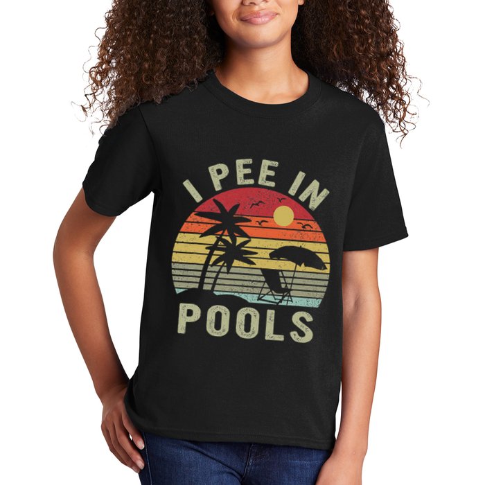 I Pee In Pools Sarcastic Sayings For Pools Lovers Retro Kids T-Shirt
