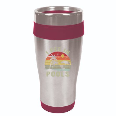 I Pee In Pools Sarcastic Sayings For Pools Lovers Retro 16oz Travel Tumbler