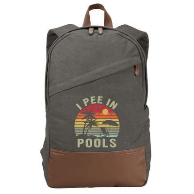 I Pee In Pools Sarcastic Sayings For Pools Lovers Retro Cotton Canvas Backpack