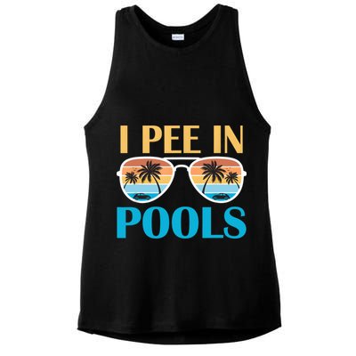 I Pee In Pools Funny Jokes Sarcastic Sayings Ladies PosiCharge Tri-Blend Wicking Tank