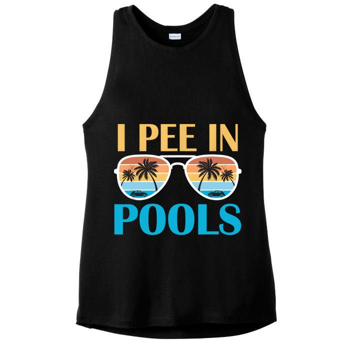 I Pee In Pools Funny Jokes Sarcastic Sayings Ladies PosiCharge Tri-Blend Wicking Tank