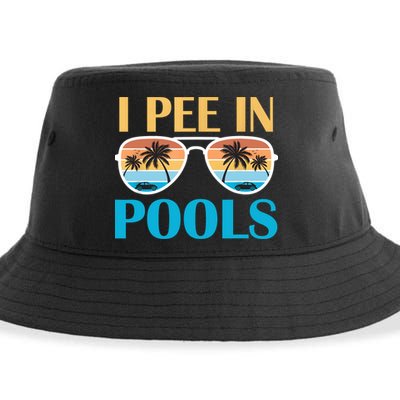 I Pee In Pools Funny Jokes Sarcastic Sayings Sustainable Bucket Hat