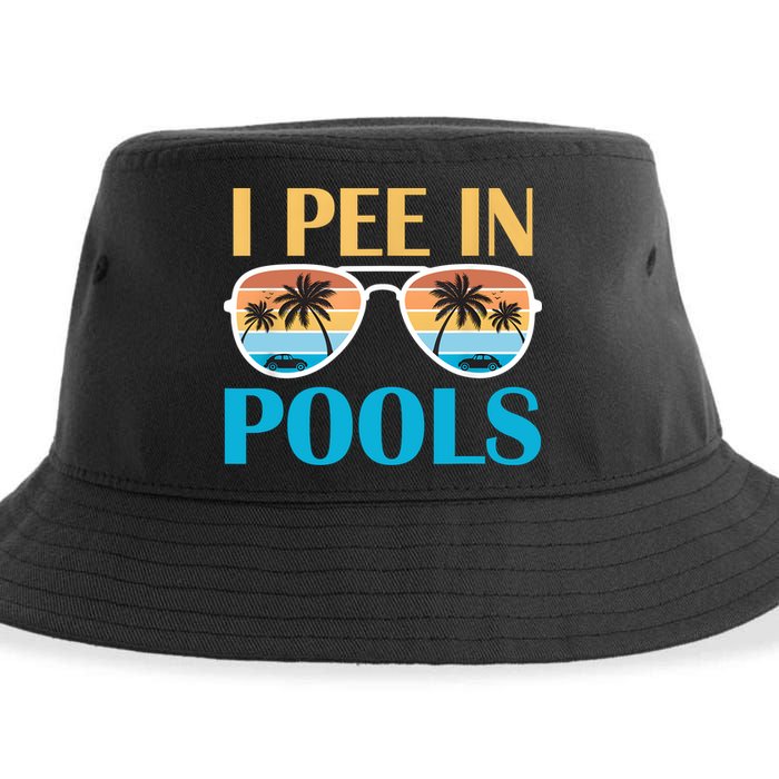 I Pee In Pools Funny Jokes Sarcastic Sayings Sustainable Bucket Hat