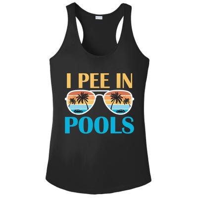 I Pee In Pools Funny Jokes Sarcastic Sayings Ladies PosiCharge Competitor Racerback Tank