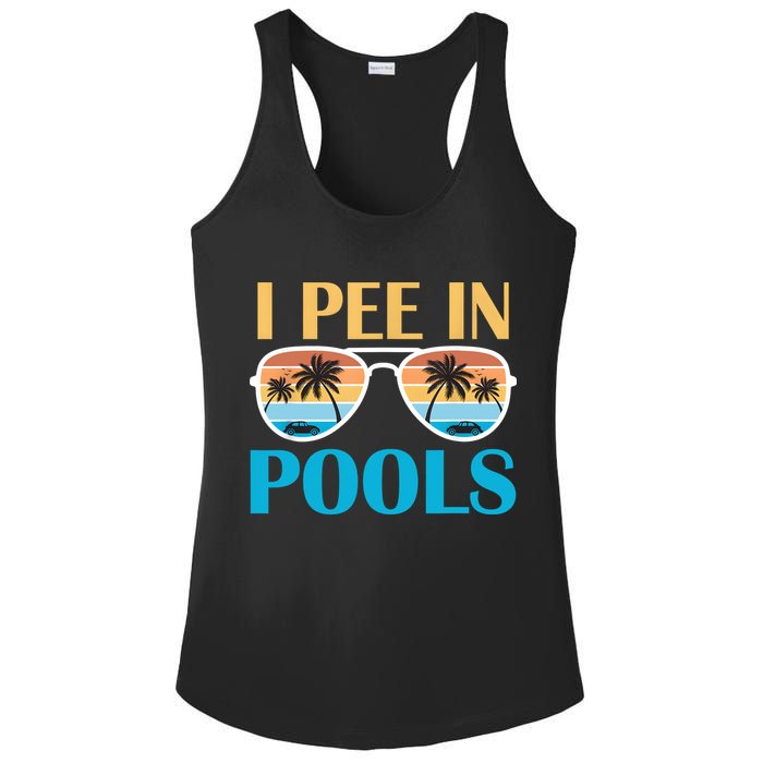 I Pee In Pools Funny Jokes Sarcastic Sayings Ladies PosiCharge Competitor Racerback Tank