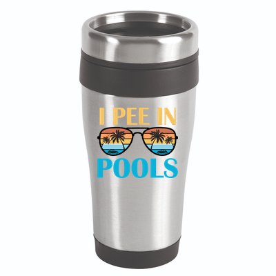 I Pee In Pools Funny Jokes Sarcastic Sayings 16oz Travel Tumbler