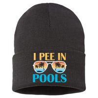 I Pee In Pools Funny Jokes Sarcastic Sayings Sustainable Knit Beanie