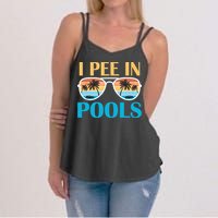 I Pee In Pools Funny Jokes Sarcastic Sayings Women's Strappy Tank
