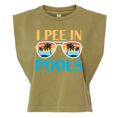I Pee In Pools Funny Jokes Sarcastic Sayings Garment-Dyed Women's Muscle Tee