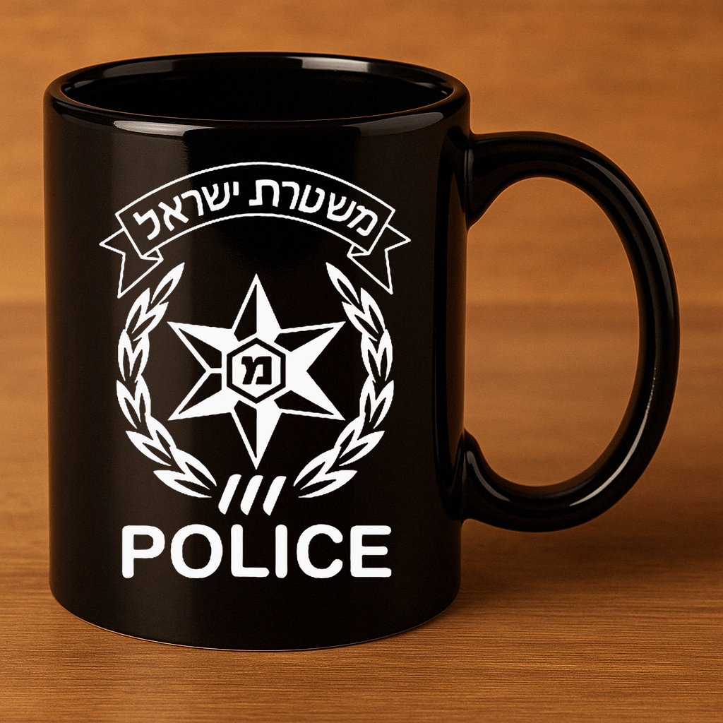 Israeli Police In Hebrew Mishteret Israel Double Sided 11oz C Handle Ceramic Mug