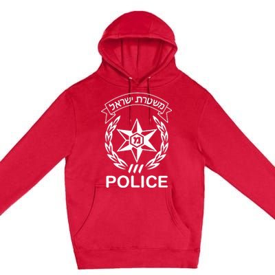 Israeli Police In Hebrew Mishteret Israel Double Sided Premium Pullover Hoodie