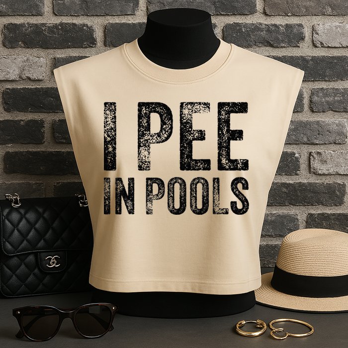 I Pee In Pools Funny Quote Saying Summer Vacation Party Garment-Dyed Women's Muscle Tee