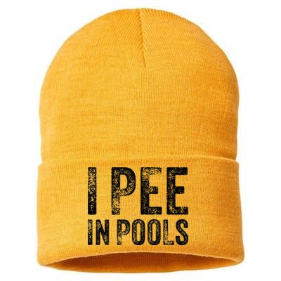 I Pee In Pools Funny Quote Saying Summer Vacation Party Sustainable Knit Beanie