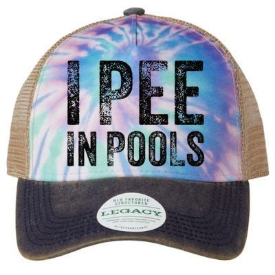 I Pee In Pools Funny Quote Saying Summer Vacation Party Legacy Tie Dye Trucker Hat