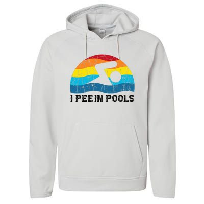 I Pee In Pools Funny Swimmer Swimming Coach Player Performance Fleece Hoodie