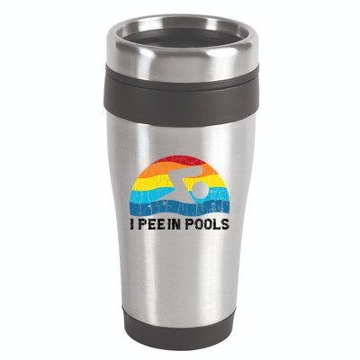 I Pee In Pools Funny Swimmer Swimming Coach Player 16oz Travel Tumbler