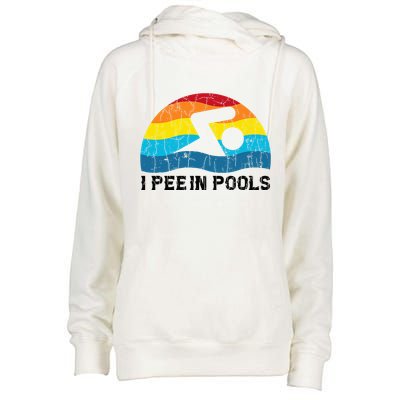 I Pee In Pools Funny Swimmer Swimming Coach Player Womens Funnel Neck Pullover Hood