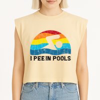 I Pee In Pools Funny Swimmer Swimming Coach Player Garment-Dyed Women's Muscle Tee