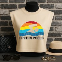 I Pee In Pools Funny Swimmer Swimming Coach Player Garment-Dyed Women's Muscle Tee