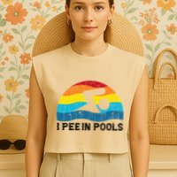 I Pee In Pools Funny Swimmer Swimming Coach Player Garment-Dyed Women's Muscle Tee