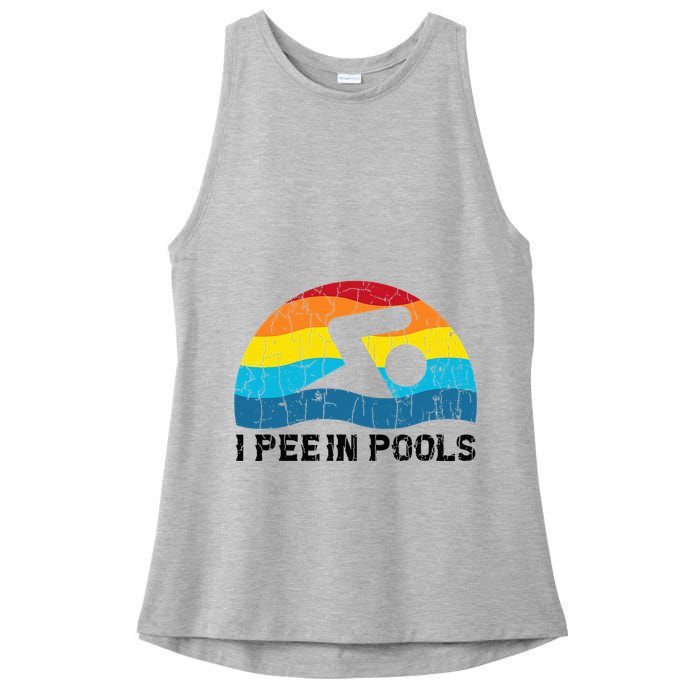 I Pee In Pools Funny Swimmer Swimming Coach Player Ladies PosiCharge Tri-Blend Wicking Tank