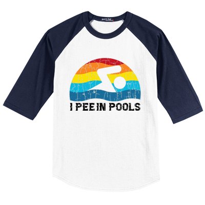 I Pee In Pools Funny Swimmer Swimming Coach Player Baseball Sleeve Shirt