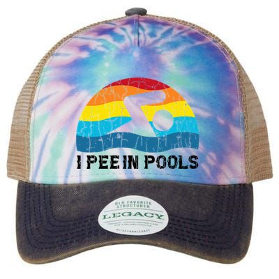 I Pee In Pools Funny Swimmer Swimming Coach Player Legacy Tie Dye Trucker Hat