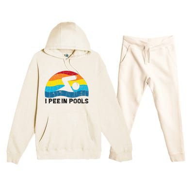 I Pee In Pools Funny Swimmer Swimming Coach Player Premium Hooded Sweatsuit Set