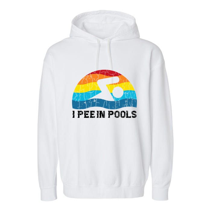 I Pee In Pools Funny Swimmer Swimming Coach Player Garment-Dyed Fleece Hoodie