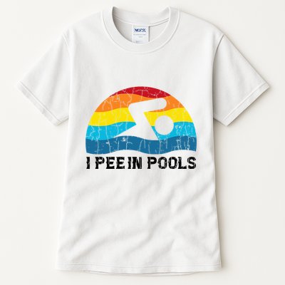I Pee In Pools Funny Swimmer Swimming Coach Player Tall T-Shirt