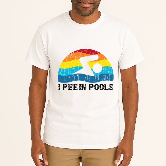 I Pee In Pools Funny Swimmer Swimming Coach Player Tall T-Shirt