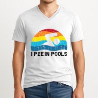 I Pee In Pools Funny Swimmer Swimming Coach Player V-Neck T-Shirt