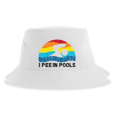 I Pee In Pools Funny Swimmer Swimming Coach Player Sustainable Bucket Hat